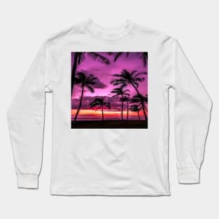 Pink Palm Paradise Tapestry Long Sleeve T-Shirt